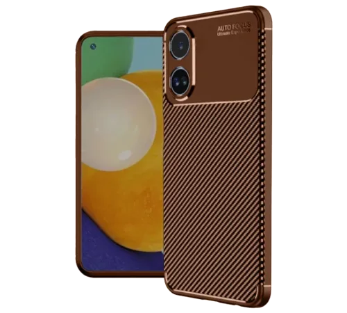 A60 Kılıf Auto Focus Karbon Kapak - Kahverengi