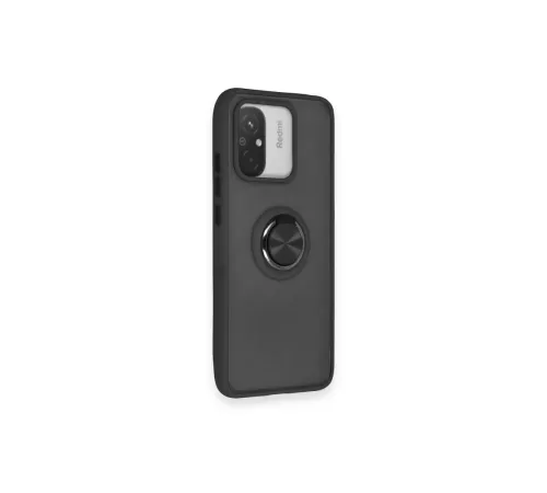 Xiaomi Redmi 12C Kılıf Montreal Yüzüklü Silikon Kapak - Siyah