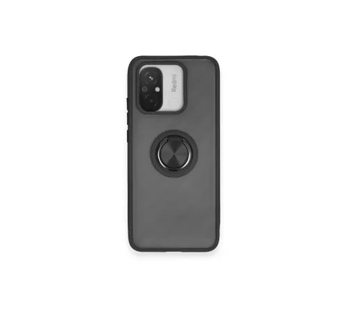 Xiaomi Redmi 12C Kılıf Montreal Yüzüklü Silikon Kapak - Siyah