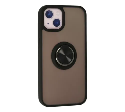 Apple iPhone 15 Kılıf Montreal Yüzüklü Silikon Kapak - Siyah