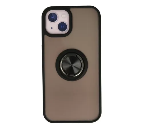 Apple iPhone 15 Kılıf Montreal Yüzüklü Silikon Kapak - Siyah