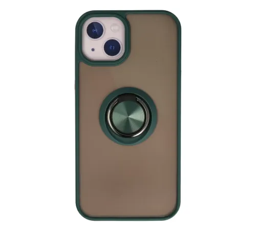 Apple iPhone 15 Kılıf Montreal Yüzüklü Silikon Kapak - Yeşil