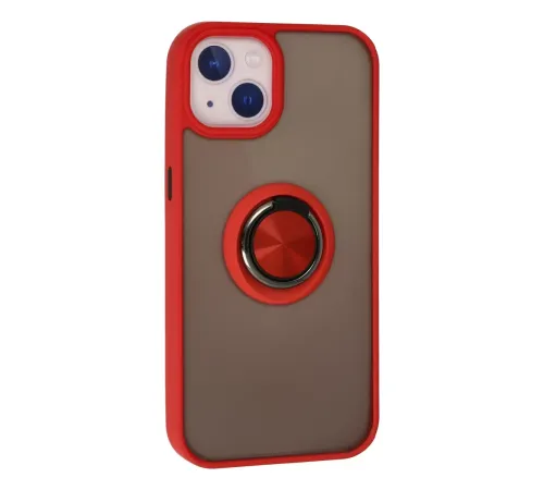 Apple iPhone 15 Kılıf Montreal Yüzüklü Silikon Kapak - Kırmızı