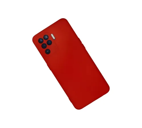 Reno 5 Lite Kılıf Nano içi Kadife Silikon - Kırmızı