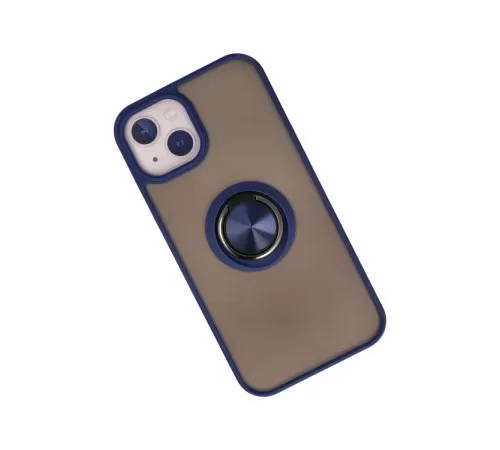Apple iPhone 15 Kılıf Montreal Yüzüklü Silikon Kapak - Lacivert