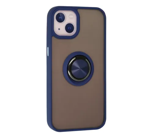 Apple iPhone 15 Kılıf Montreal Yüzüklü Silikon Kapak - Lacivert