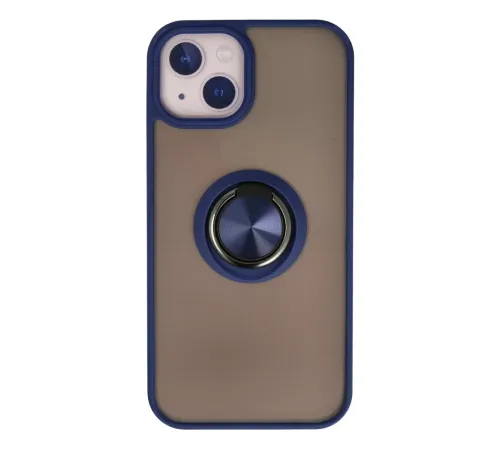 Apple iPhone 15 Kılıf Montreal Yüzüklü Silikon Kapak - Lacivert