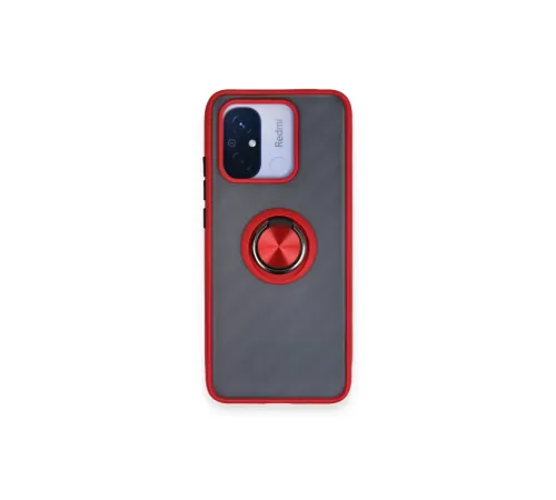 Xiaomi Redmi 12C Kılıf Montreal Yüzüklü Silikon Kapak - Kırmızı