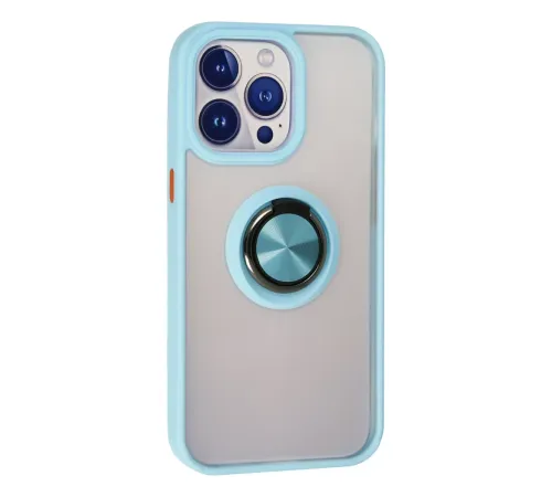 Apple iPhone 15 Pro Kılıf Montreal Yüzüklü Silikon Kapak - Buz Mavi