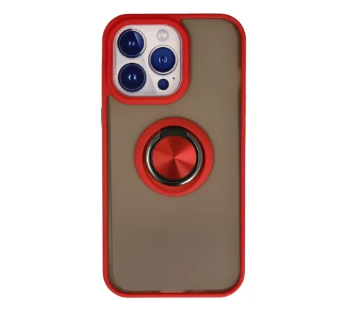 Apple iPhone 15 Pro Kılıf Montreal Yüzüklü Silikon Kapak - Kırmızı