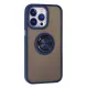 Apple iPhone 15 Pro Kılıf Montreal Yüzüklü Silikon Kapak - Lacivert