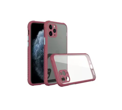 Apple iPhone 11 Pro Kılıf Miami Şeffaf Silikon - Fuşya