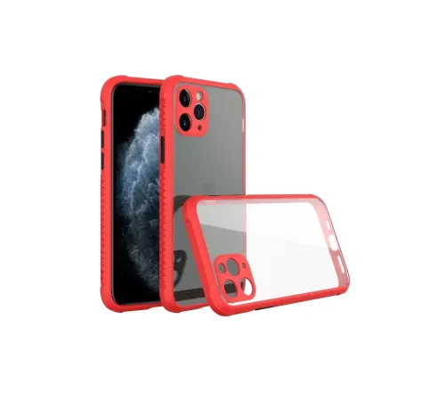 Apple iPhone 11 Pro Kılıf Miami Şeffaf Silikon - Kırmızı
