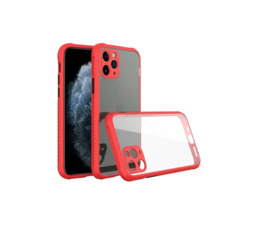 Apple iPhone 11 Pro Kılıf Miami Şeffaf Silikon - Kırmızı