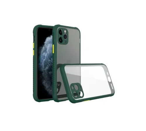 Apple iPhone 11 Pro Kılıf Miami Şeffaf Silikon - Koyu Yeşil