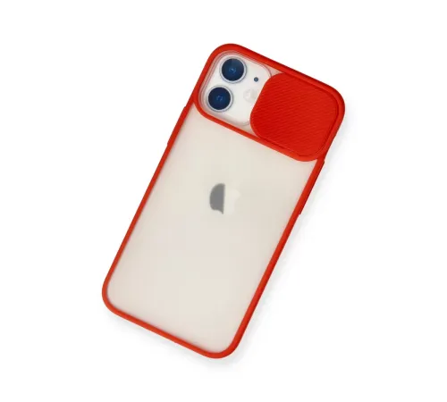 Apple iPhone 11 Kılıf Palm Buzlu Kamera Sürgülü Silikon - Kırmızı