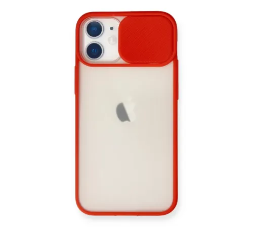 Apple iPhone 11 Kılıf Palm Buzlu Kamera Sürgülü Silikon - Kırmızı