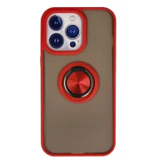 Apple iPhone 15 Pro Max Kılıf Montreal Yüzüklü Silikon Kapak - Kırmızı