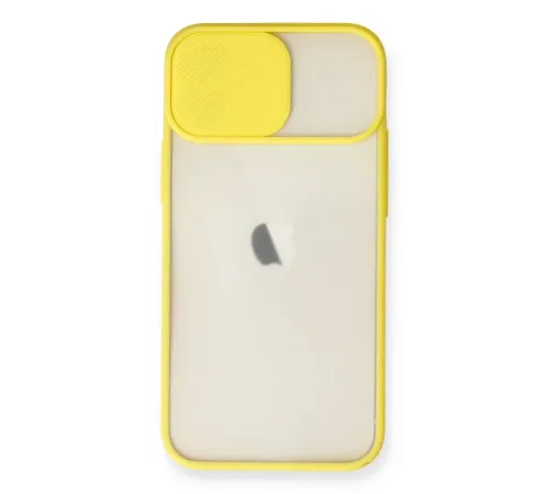 Apple iPhone 11 Kılıf Palm Buzlu Kamera Sürgülü Silikon - Sarı