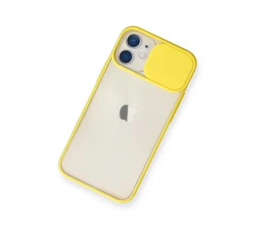Apple iPhone 11 Kılıf Palm Buzlu Kamera Sürgülü Silikon - Sarı