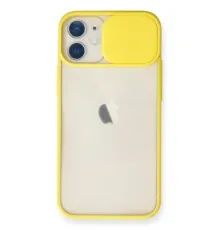 Apple iPhone 11 Kılıf Palm Buzlu Kamera Sürgülü Silikon - Sarı