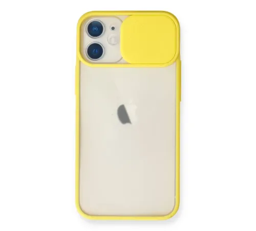 Apple iPhone 11 Kılıf Palm Buzlu Kamera Sürgülü Silikon - Sarı