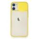 Apple iPhone 11 Kılıf Palm Buzlu Kamera Sürgülü Silikon - Sarı
