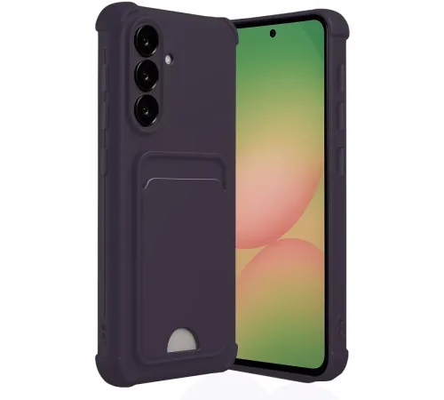 Samsung Galaxy A56 Kılıf Kelvin Kartvizitli Silikon - Derin Mor