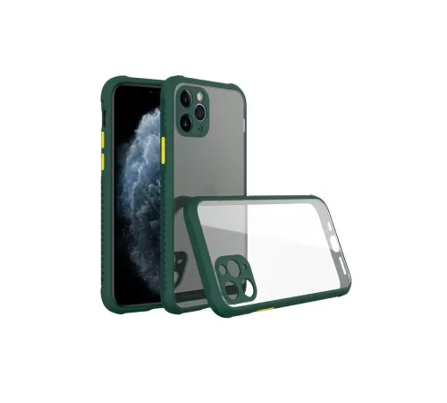 Apple iPhone 11 Pro Max Kılıf Miami Şeffaf Silikon - Koyu Yeşil