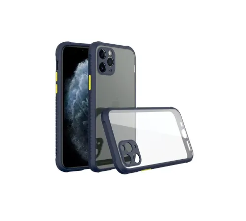 Apple iPhone 11 Pro Max Kılıf Miami Şeffaf Silikon - Lacivert