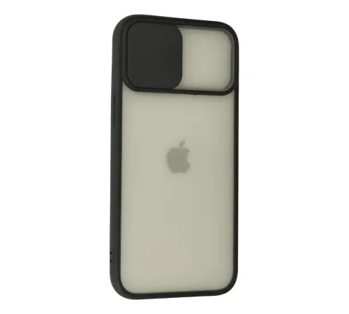 Apple iPhone 12 Pro Max Kılıf Palm Buzlu Kamera Sürgülü Silikon - Siyah