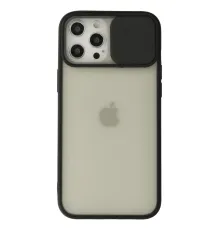 Apple iPhone 12 Pro Max Kılıf Palm Buzlu Kamera Sürgülü Silikon - Siyah