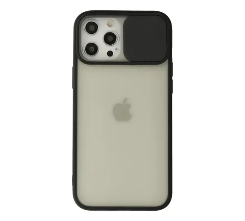 Apple iPhone 12 Pro Max Kılıf Palm Buzlu Kamera Sürgülü Silikon - Siyah