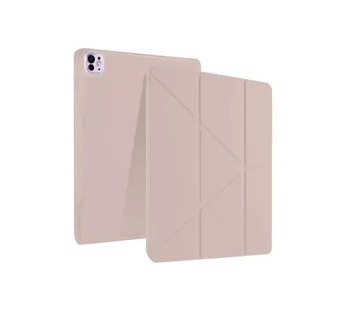 Apple iPad Pro 13 (2024) Kılıf Kalemlikli Mars Tablet Kılıfı - Rose Gold
