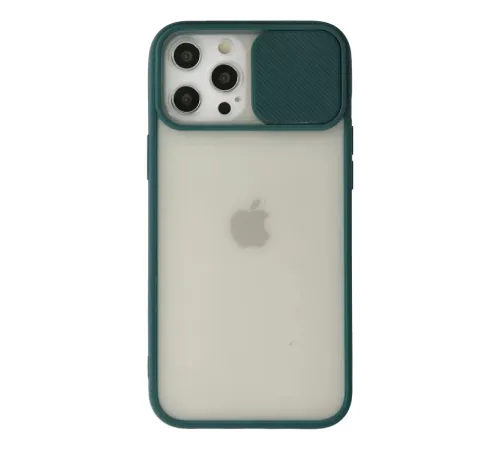 Apple iPhone 12 Pro Max Kılıf Palm Buzlu Kamera Sürgülü Silikon - Yeşil