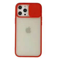 Apple iPhone 12 Pro Max Kılıf Palm Buzlu Kamera Sürgülü Silikon - Kırmızı