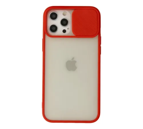 Apple iPhone 12 Pro Max Kılıf Palm Buzlu Kamera Sürgülü Silikon - Kırmızı