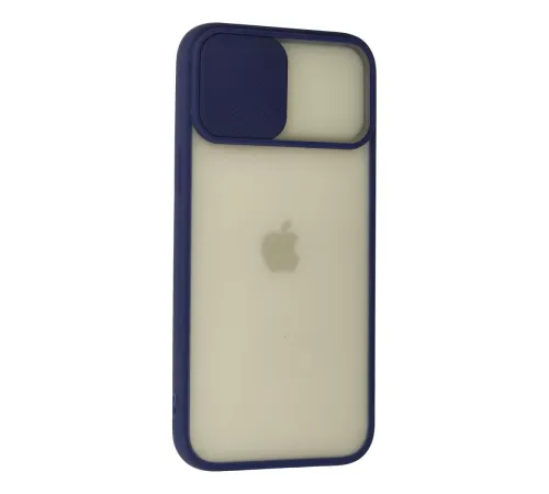 Apple iPhone 12 Pro Max Kılıf Palm Buzlu Kamera Sürgülü Silikon - Lacivert