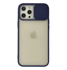 Apple iPhone 12 Pro Max Kılıf Palm Buzlu Kamera Sürgülü Silikon - Lacivert