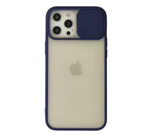 Apple iPhone 12 Pro Max Kılıf Palm Buzlu Kamera Sürgülü Silikon - Lacivert