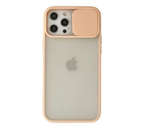Apple iPhone 12 Pro Max Kılıf Palm Buzlu Kamera Sürgülü Silikon - Pembe