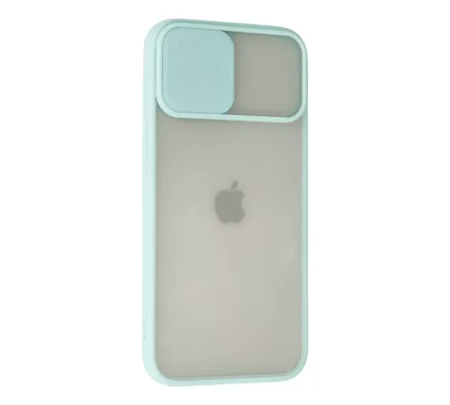 Apple iPhone 12 Pro Max Kılıf Palm Buzlu Kamera Sürgülü Silikon - Turkuaz