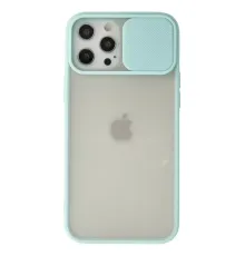 Apple iPhone 12 Pro Max Kılıf Palm Buzlu Kamera Sürgülü Silikon - Turkuaz