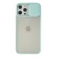 Apple iPhone 12 Pro Max Kılıf Palm Buzlu Kamera Sürgülü Silikon - Turkuaz