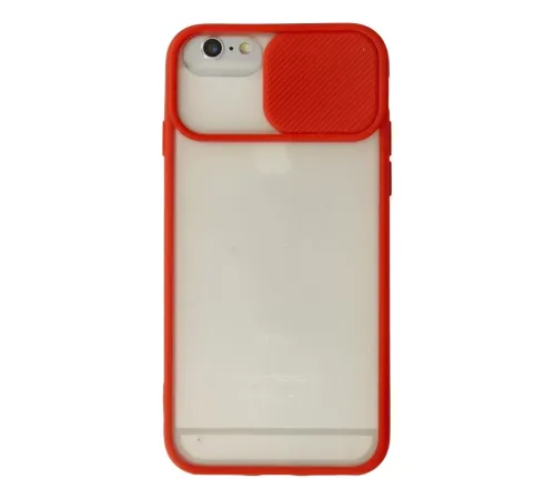 Apple iPhone 6 Kılıf Palm Buzlu Kamera Sürgülü Silikon - Kırmızı