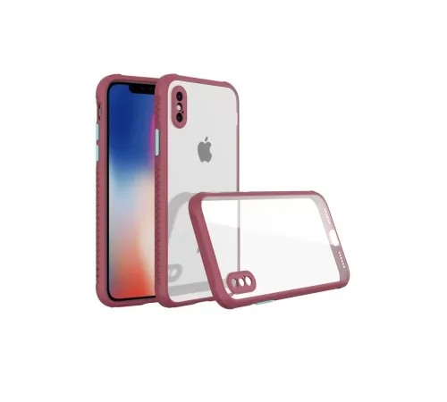 Apple iPhone XS Max Kılıf Miami Şeffaf Silikon - Fuşya