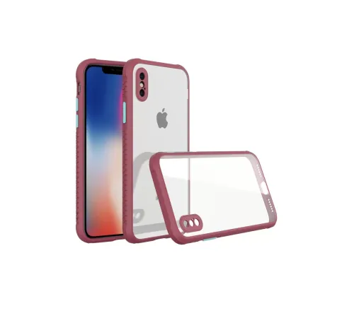 Apple iPhone XS Max Kılıf Miami Şeffaf Silikon - Fuşya