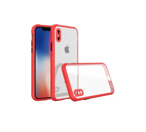 Apple iPhone XS Max Kılıf Miami Şeffaf Silikon - Kırmızı