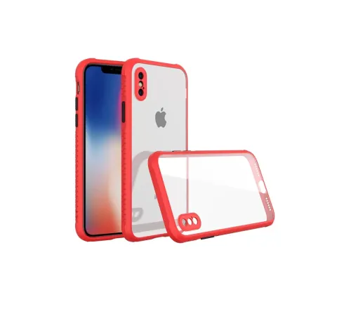 Apple iPhone XS Max Kılıf Miami Şeffaf Silikon - Kırmızı
