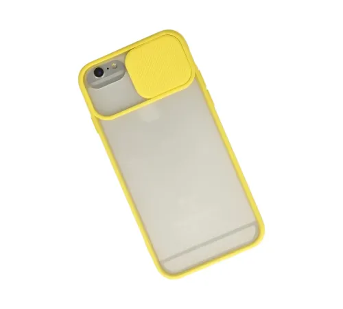 Apple iPhone 6 Kılıf Palm Buzlu Kamera Sürgülü Silikon - Sarı
